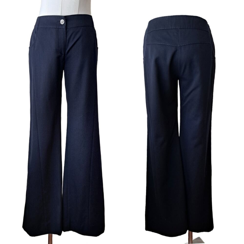 CHANEL Navy Blue Wool Straight Leg Trousers Pant FR 36 / 2-4 US Quiet Luxury